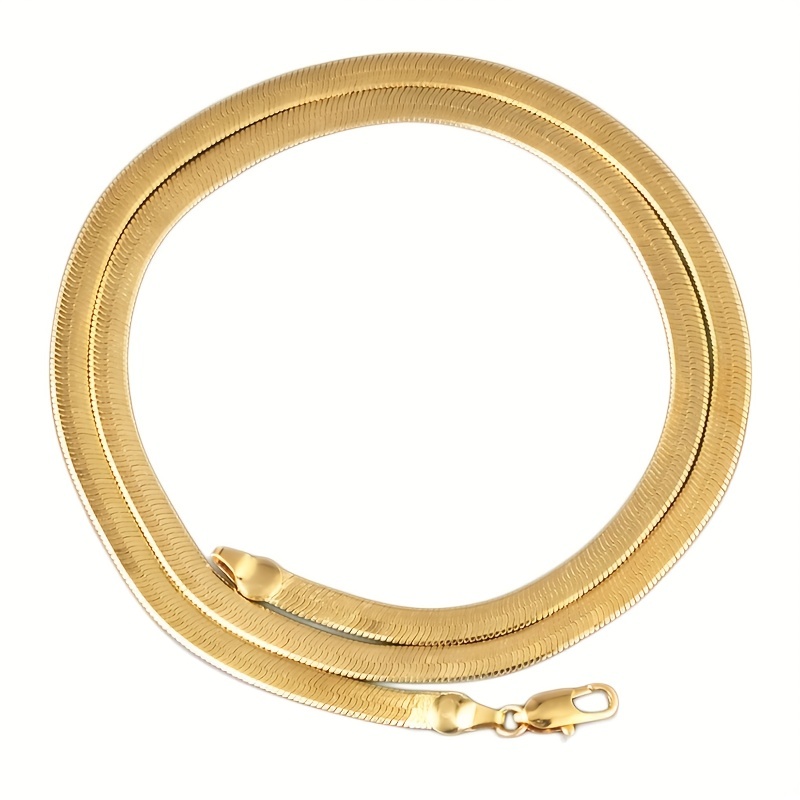 Plated Flat Herringbone Snake Bone Necklace